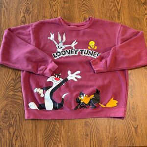 Looney Toons Burgundy Sweatshirt Size L Unisex